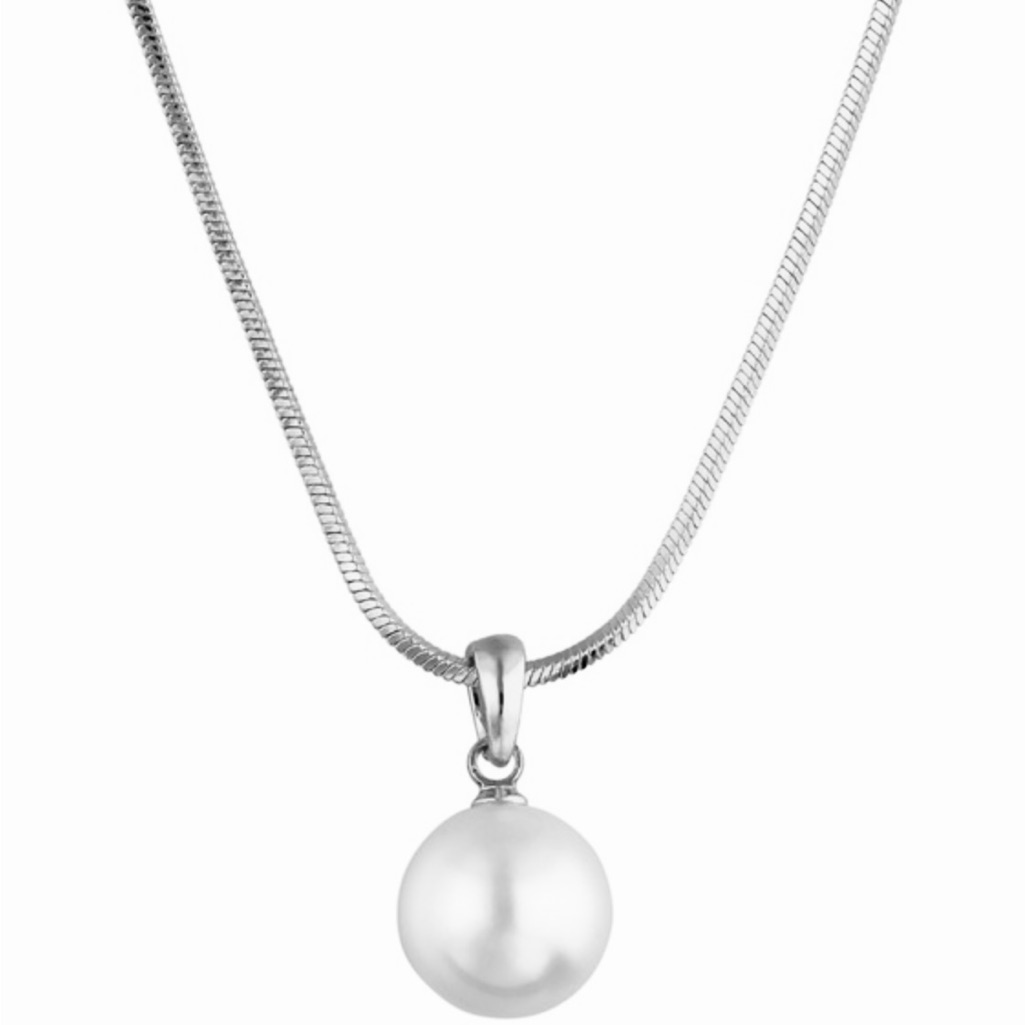I Am Jewelry Pearl Silver Necklace
